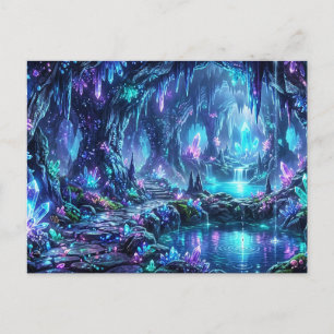 Leuchtender Wald mit See Postkarte