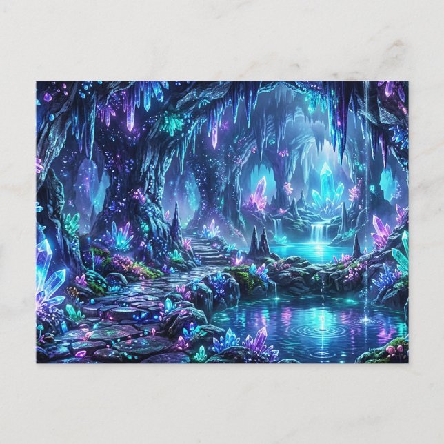 Leuchtender Wald mit See Postkarte (Vorderseite)
