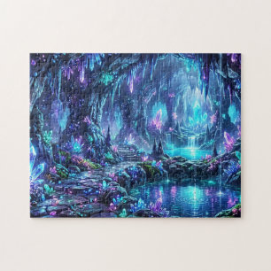 Leuchtender Wald mit See Puzzle