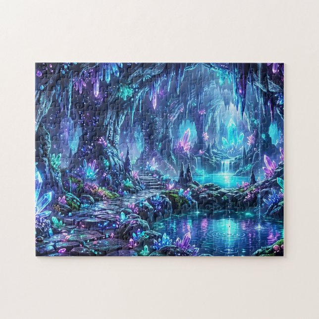 Leuchtender Wald mit See Puzzle (Horizontal)