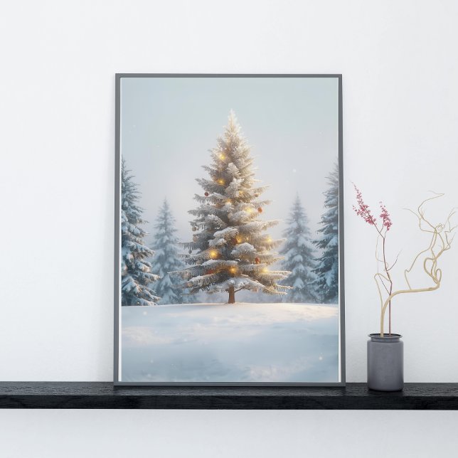 Leuchtender Weihnachtsbaum in ruhiger Landschaft Poster (Von Creator hochgeladen)