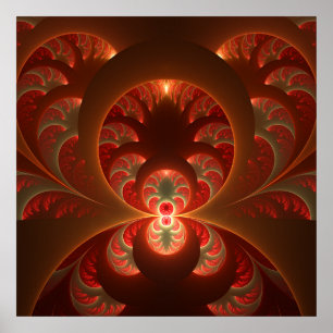 Leuchtendes abstraktes modernes orange-rotes Frakt Poster
