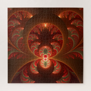 Leuchtendes abstraktes modernes orange-rotes Frakt Puzzle