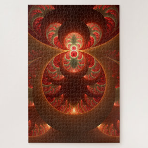 Leuchtendes abstraktes modernes orange-rotes Frakt Puzzle