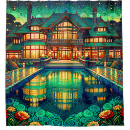 "Leuchtendes Anwesen: Lichtreflektionen" Duschvorhang