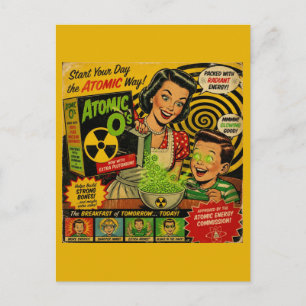 Leuchtendes Frühstücksgetreide Retro-Werbung Scifi Postkarte