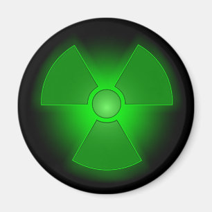 Leuchtendes grün leuchtendes Symbol für Radioakt Magnet
