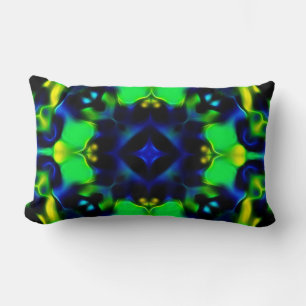 Leuchtendes grünes und blaues Fraktal-Design-Kisse Lendenkissen