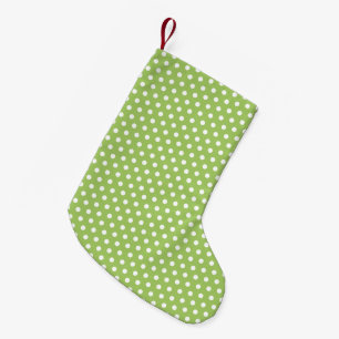 Leuchtendes Kalkgrün-weißes Polka-Punktmuster Kleiner Weihnachtsstrumpf