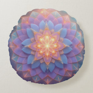 Leuchtendes Lotus-Pastell-Mandala-Meditationskisse Rundes Kissen