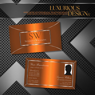 Leuchtendes Orange Silber Dekor mit Monogramm und  Visitenkarte