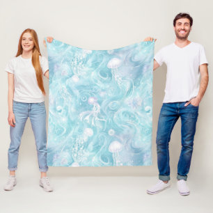 Leuchtendes Quallen-Ozean-Muster Fleecedecke