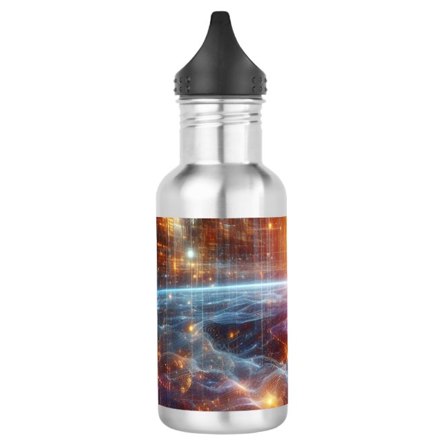 Leuchtendes Quantengitter Edelstahlflasche (Links)