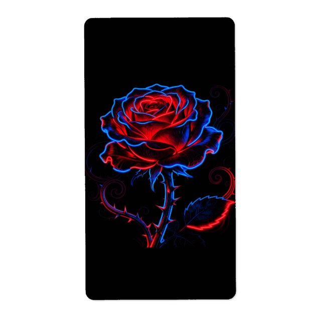 Leuchtendes Rot Blaues Rosen-Dekor (Vorne)