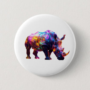 Leuchtendes Schönes Nashorn Button