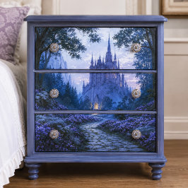 Leuchtendes Tor Blau Gothic Fantasy Schloss Decoup Seidenpapier