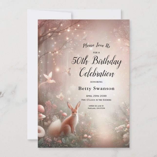 Leuchtendes Waldreich von Sparkle und Blüte Einladung (Vorderseite)