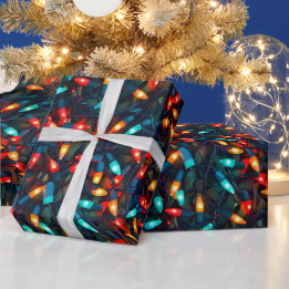 Leuchtendes Weihnachtslichter-Muster Geschenkpapier