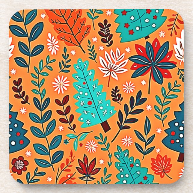 Leuchtendes Weihnachtsmuster-Design Getränkeuntersetzer (Vorderseite)
