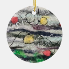 Leuchtenreihe aus Glasfaserkabel, rund verziert Keramik Ornament