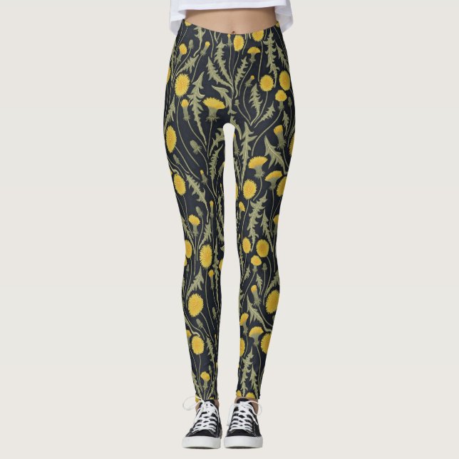 Leuchter, grün, gelb und schwarz leggings (Vorderseite)