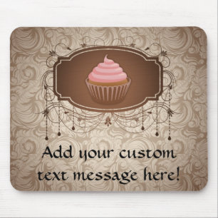 Leuchter-Rahmen-Kuchen-Rosa und Brown-Damast Mousepad