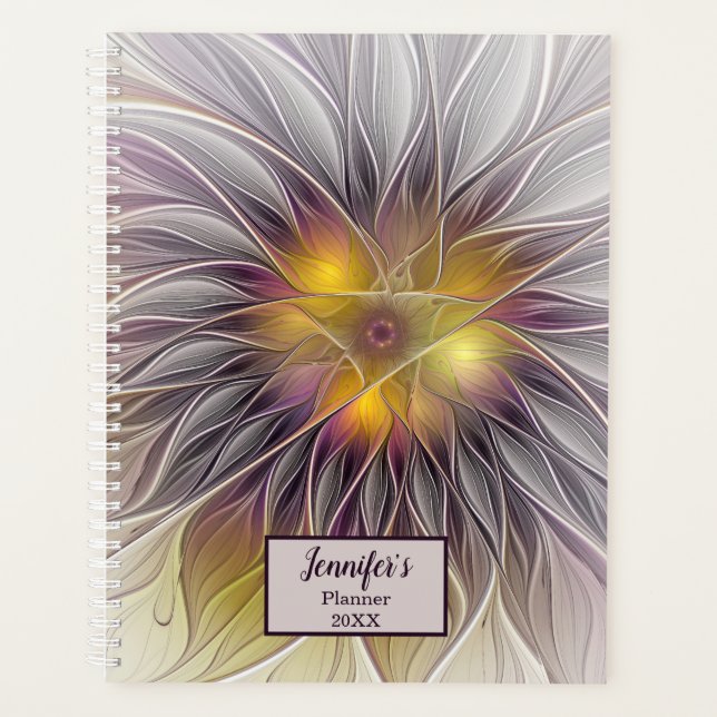 Leuchtfarbene Blume, Name des Abstrakten Fraktals Planer (Vorderseite)