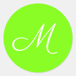 Leuchtgrün - mit Monogramm Runder Aufkleber