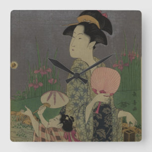 Leuchtkäfer, 1793 (Farbholzschnitt) Quadratische Wanduhr