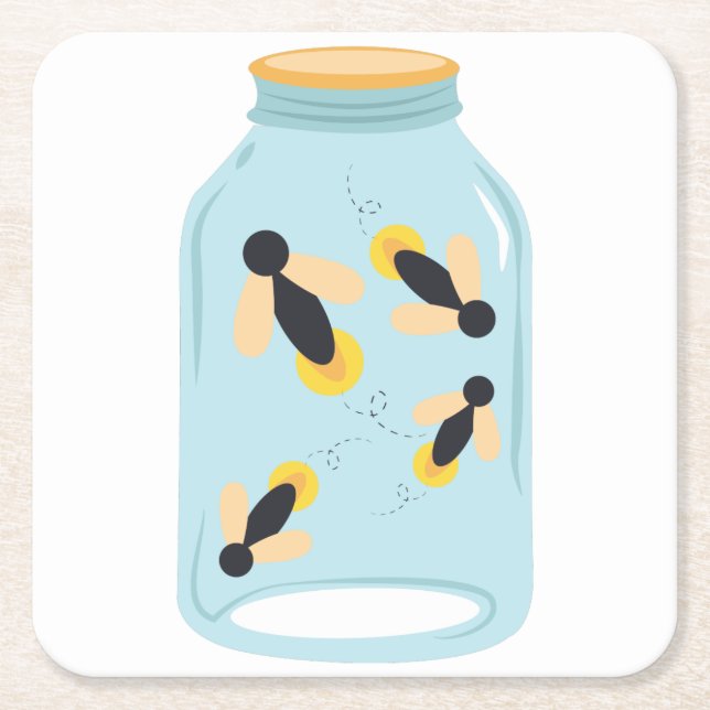 Leuchtkäfer im Glas Rechteckiger Pappuntersetzer (Vorderseite)