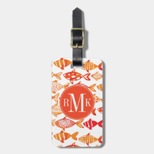 Leuchtorange-Aquarell-Fisch-Muster Gepäckanhänger