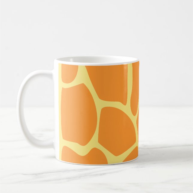 Leuchtorange-und Gelb-Giraffen-Druck-Muster Tasse (Links)