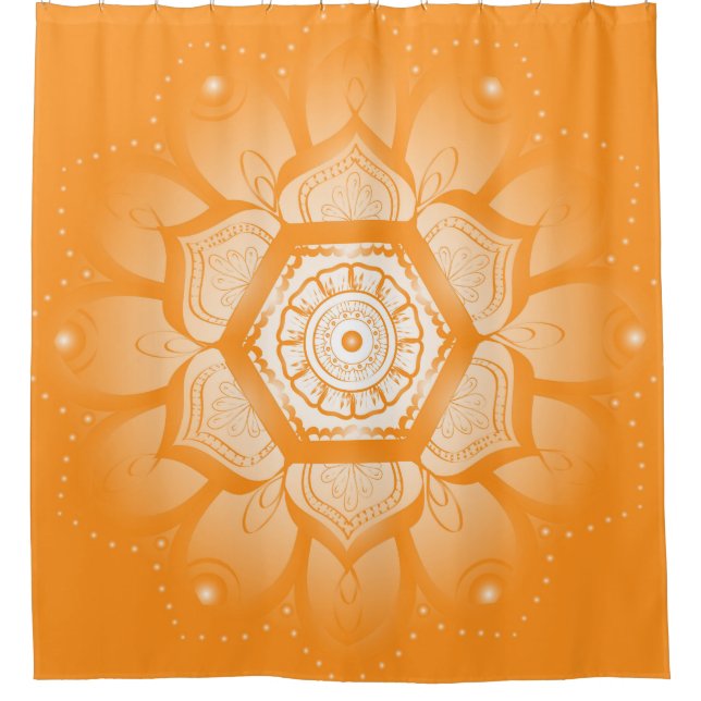 Leuchtorange-und Weiß-Mandala-Duschvorhang Duschvorhang (Vorderseite)