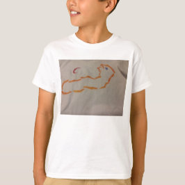 LeuchtorangeacrylSchablone über Kasten T-Shirt