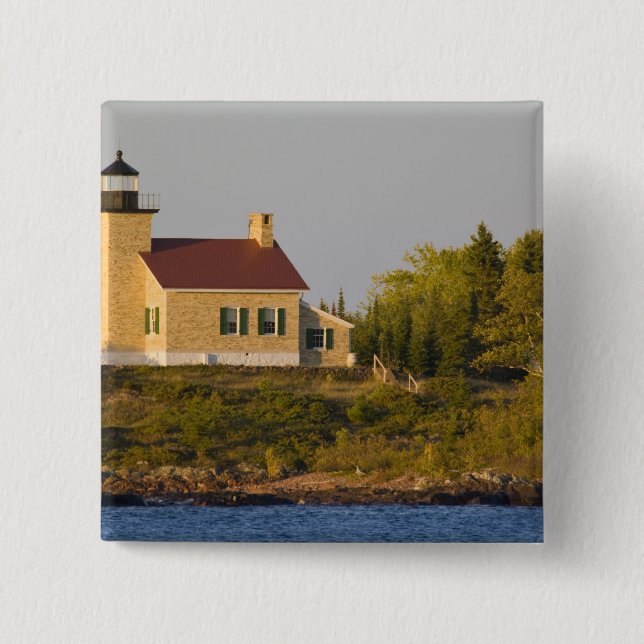 Leuchtturm am Lake Superior bei Copper Harbor Button (Vorderseite)