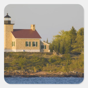 Leuchtturm am Lake Superior bei Copper Harbor Quadratischer Aufkleber