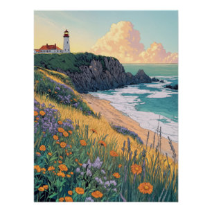 Leuchtturm am Meer Poster