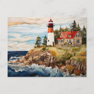 Leuchtturm am Meer Quilt Style Postkarte
