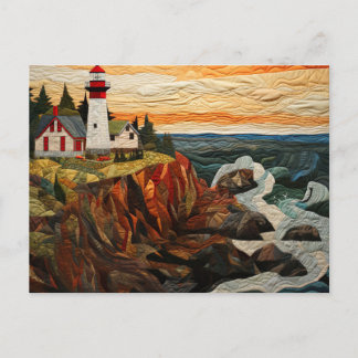 Leuchtturm am Meer Quilt Style Postkarte
