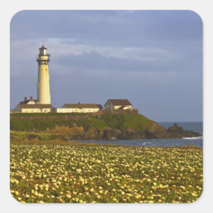 Leuchtturm am Pigeon Point State Beach in San Quadratischer Aufkleber