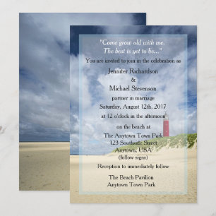 Leuchtturm am Strand Lässige Hochzeit Einladung
