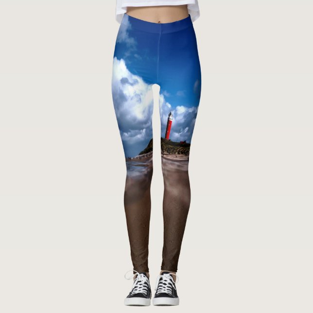 Leuchtturm am Strand Leggings (Vorderseite)