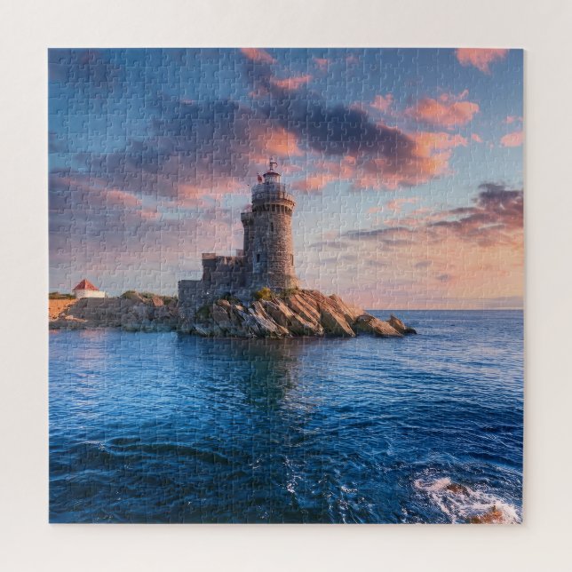 Leuchtturm am Strand Puzzle (Vertikal)