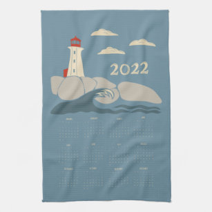 Leuchtturm an der Rocky Coast 2022 Kalender Geschirrtuch