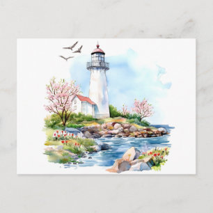 Leuchtturm Aquarell Postkarte