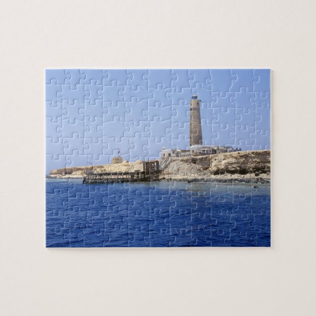 Leuchtturm auf den Bruderinseln, Rotes Meer, Ägypt Puzzle (Horizontal)