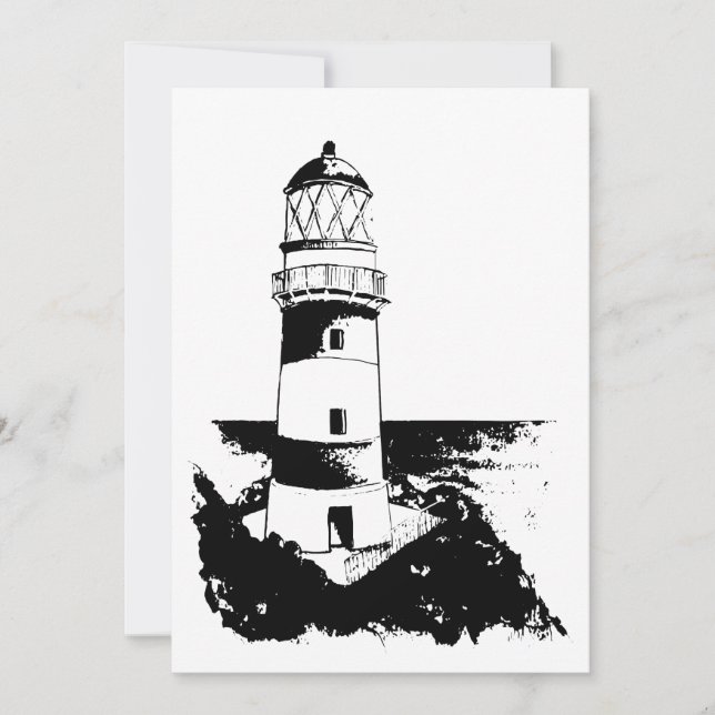 Leuchtturm auf einer Steininsel Einladung (Vorderseite)