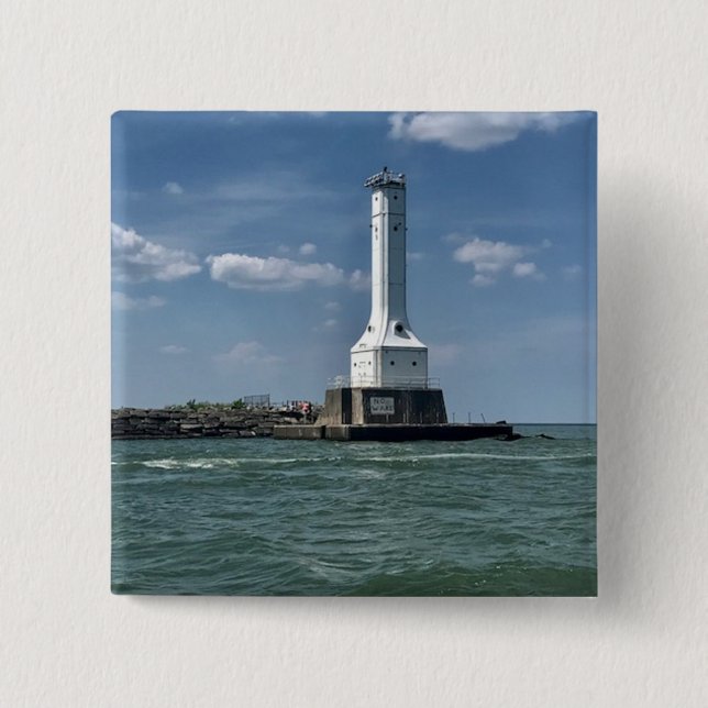 Leuchtturm auf Huron, Ohio Fotografie Button (Vorderseite)