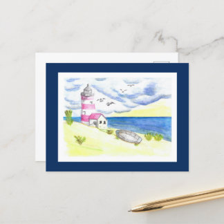 Leuchtturm auf Strandpostkarte Postkarte