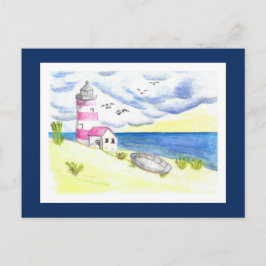 Leuchtturm auf Strandpostkarte Postkarte
